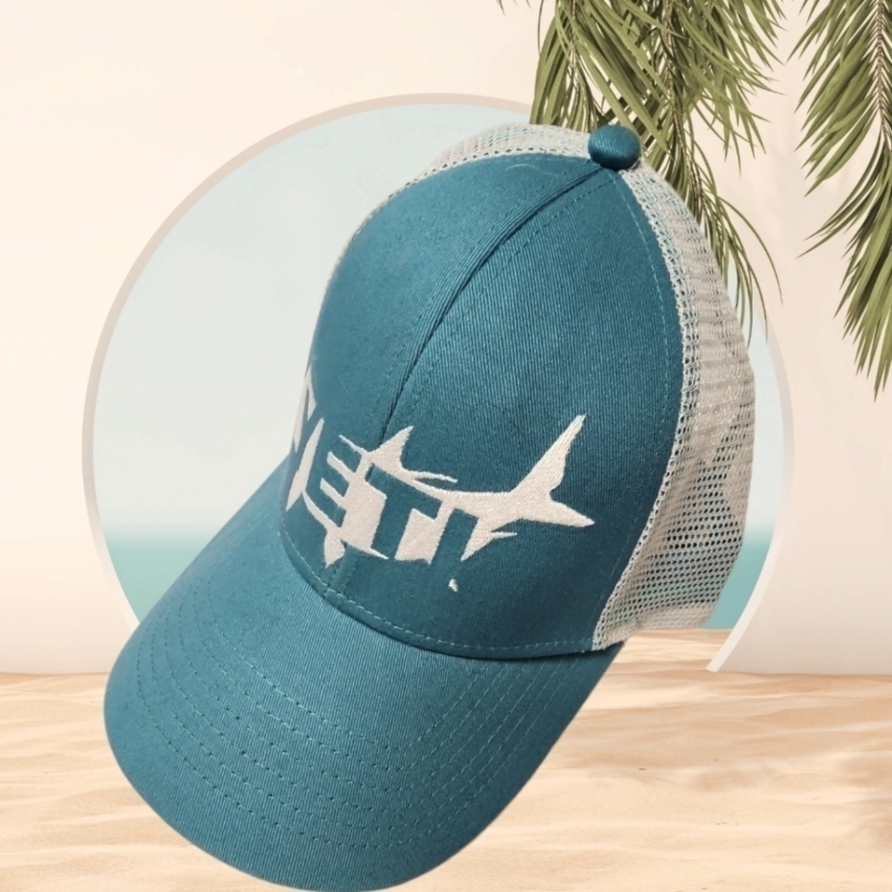 Yeti Tarpon Truckers Snap Back Light Teal Euc!